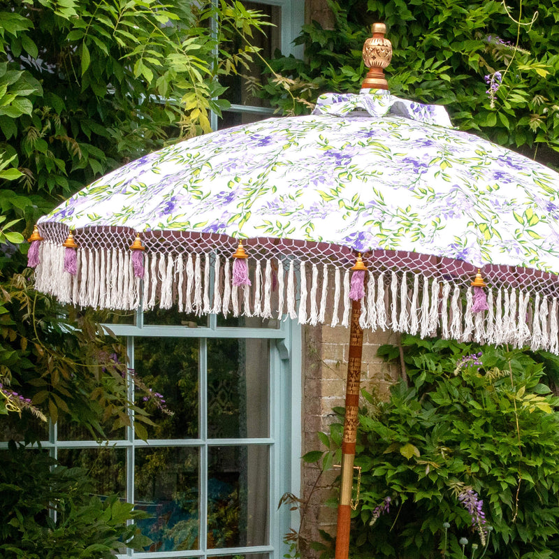 Bamboo floral garden parasol - Flora Wisteria Garden Umbrella 