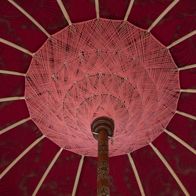 Bamboo Balinese garden parasol - Colette Maroon Garden Umbrella