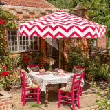 Stylish zig zag garden umbrella - Edmund raspberry striped parasol