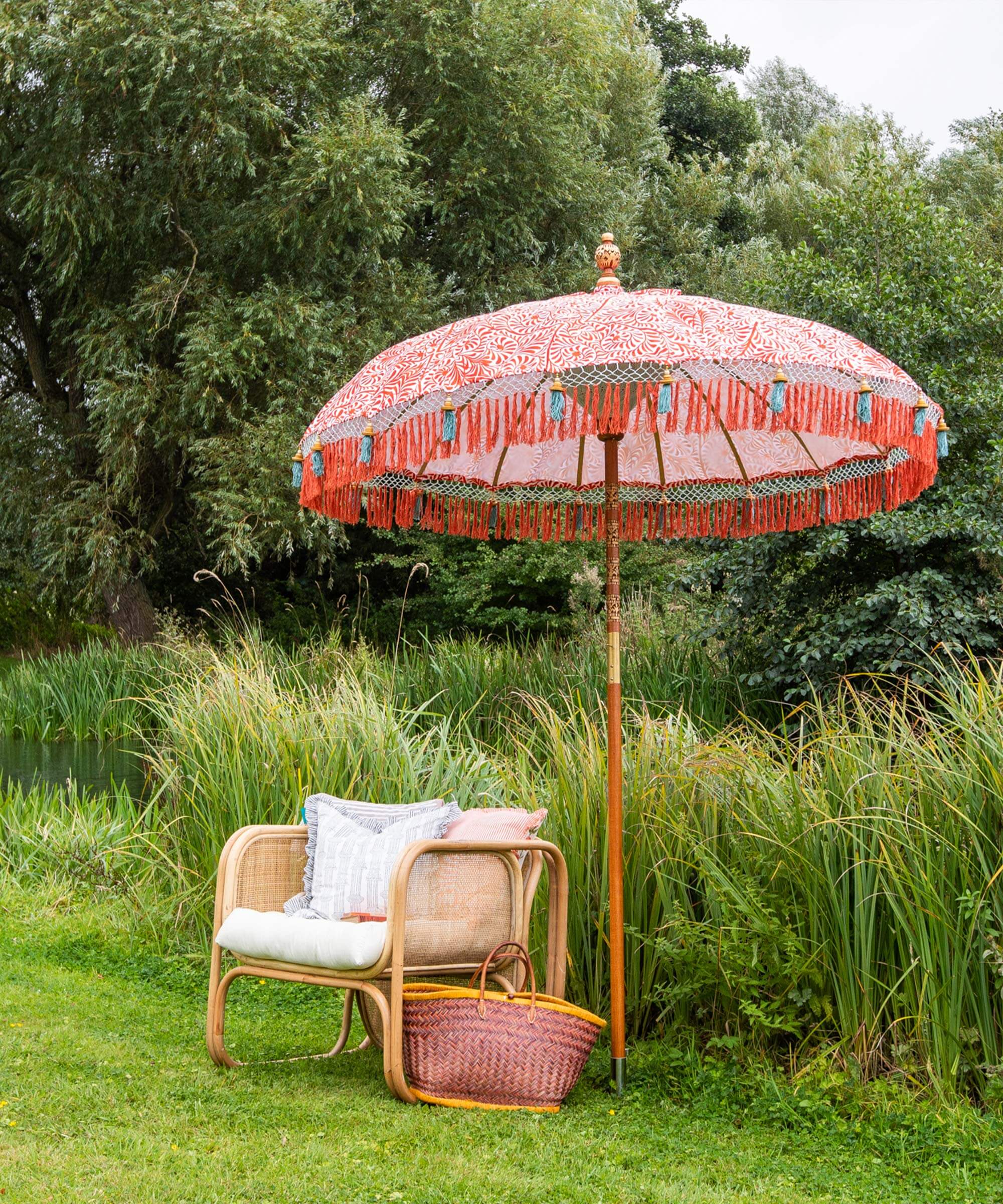 Lexham Terracotta Round Bamboo Parasol