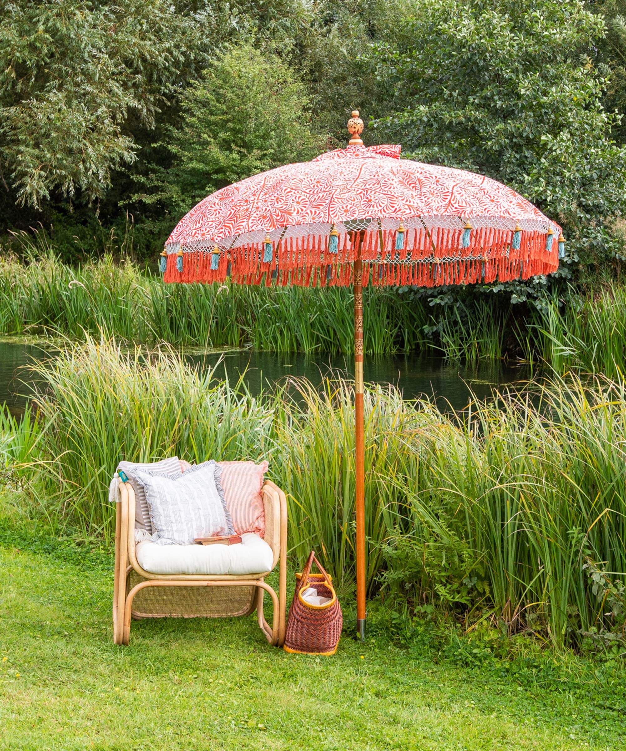 Lexham Terracotta Round Bamboo Parasol