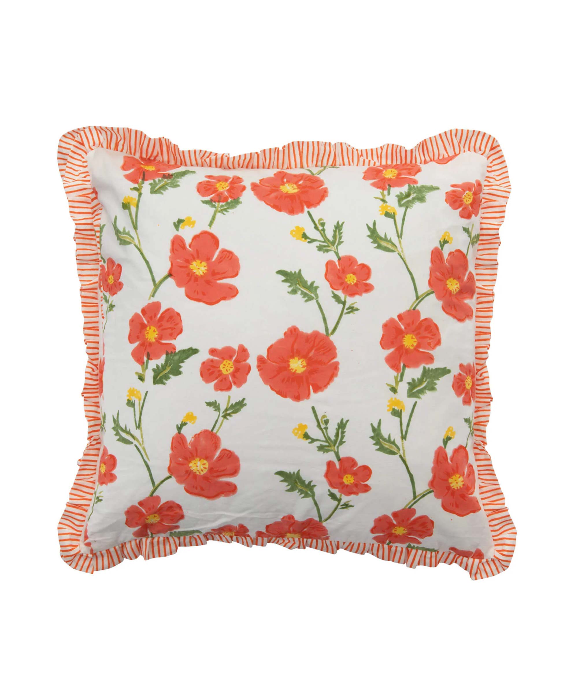 Pink Poppy Frill Cushion