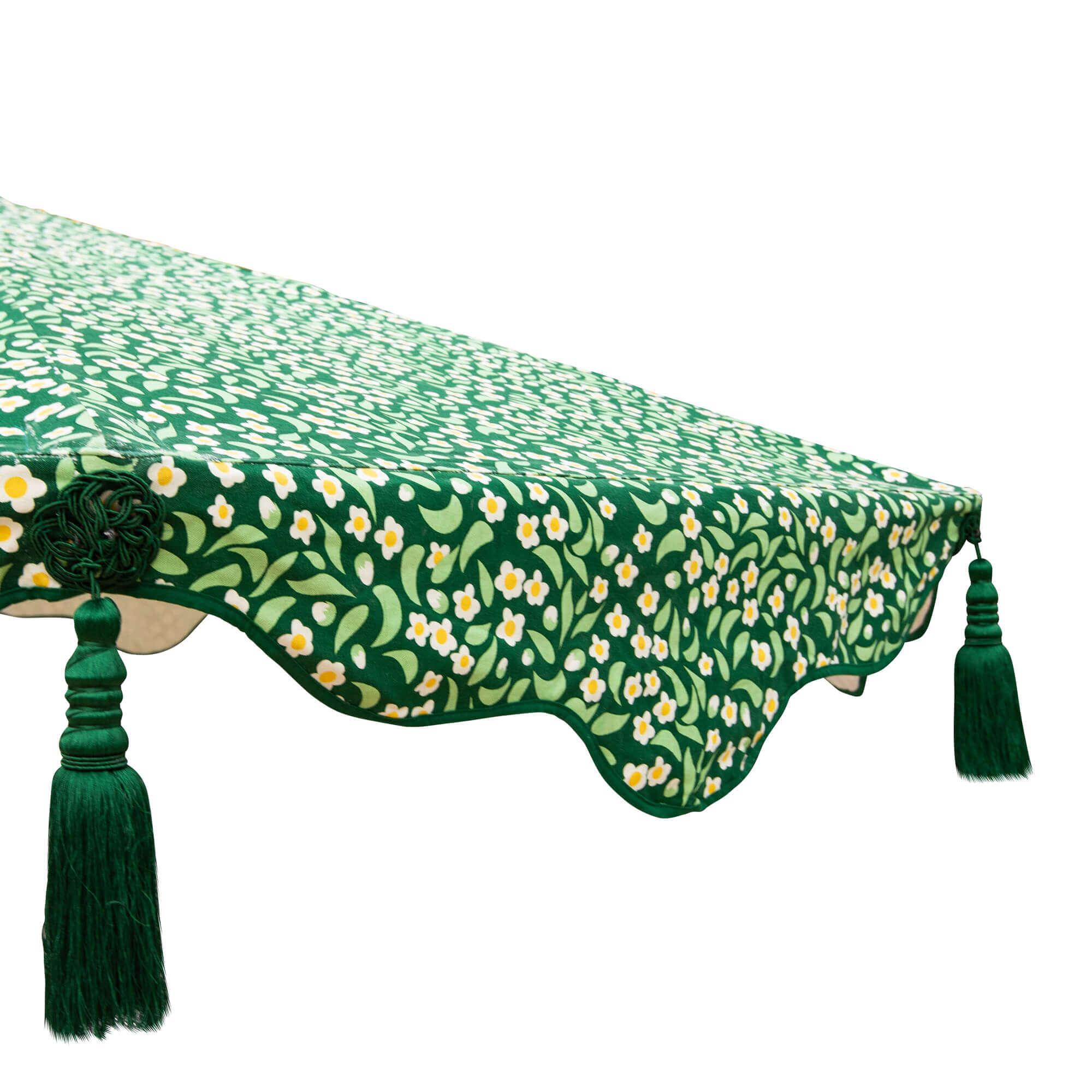 Daisy Garden Parasol- UK made garden umbrella- dark green floral print- East London Parasol Company Garden Parasol