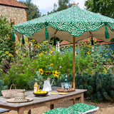 Daisy Garden Parasol- UK made garden umbrella- dark green floral print- East London Parasol Company Garden Parasol