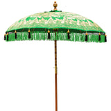 Emma Round Bamboo Garden Parasol- East London Parasol Company- Green and gold- wood