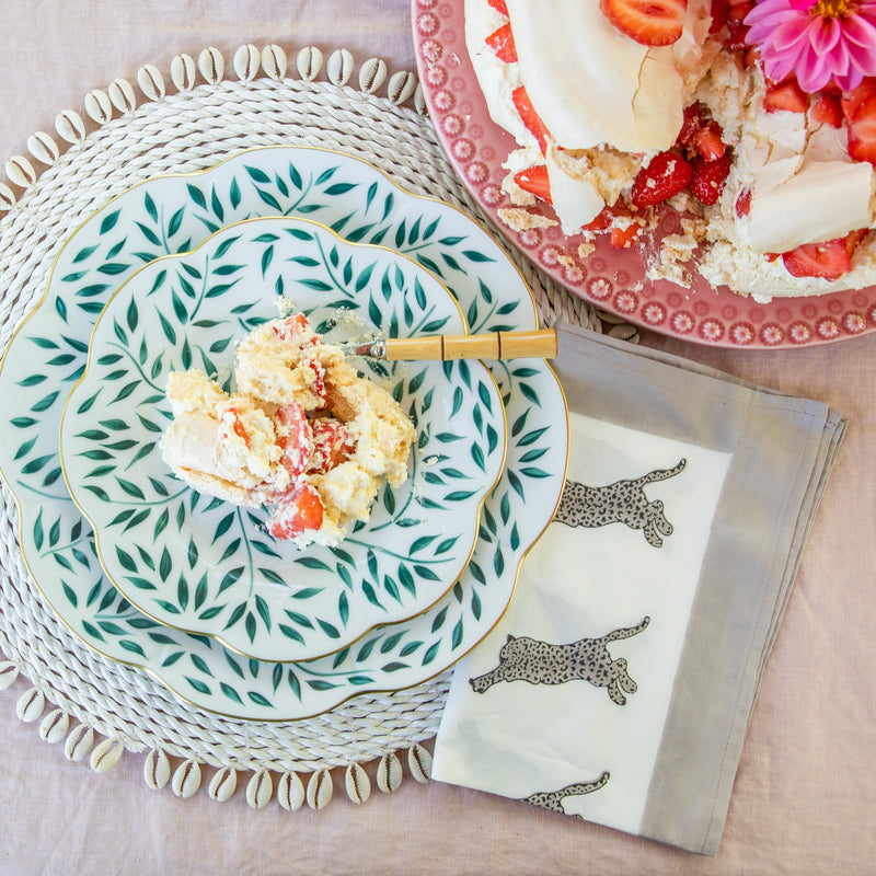 Leopard napkin with hand printed ink of leopard. Perfect for alfresco dining in the summer