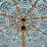 Lexham Teal Octagonal Garden Parasol- East London Parasol Company- teal printed- wood