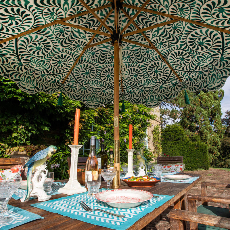Lexham Teal Octagonal Parasol - delivery by end of March