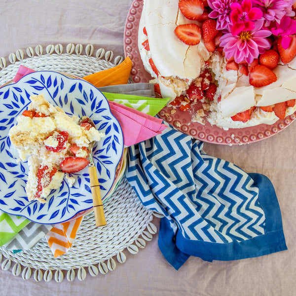 Navy zig zap napkins perfect for your alfresco dining