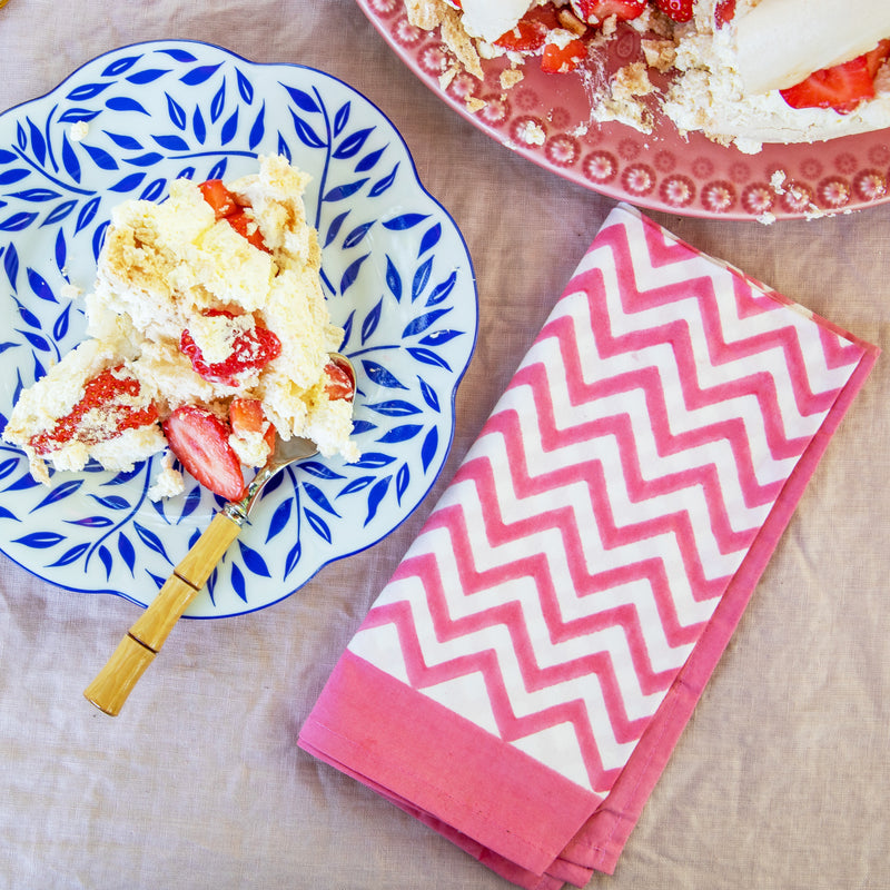 Pink Zig Zag napkins, colourful prints perfect for your summer dining and table decorating