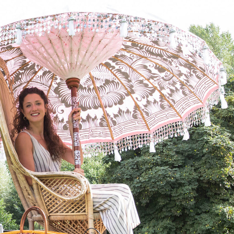 Stevie Round Bamboo Parasol  - In stock