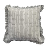 Pillar Grey Frill Hand Block Printed Cushion  - In stock